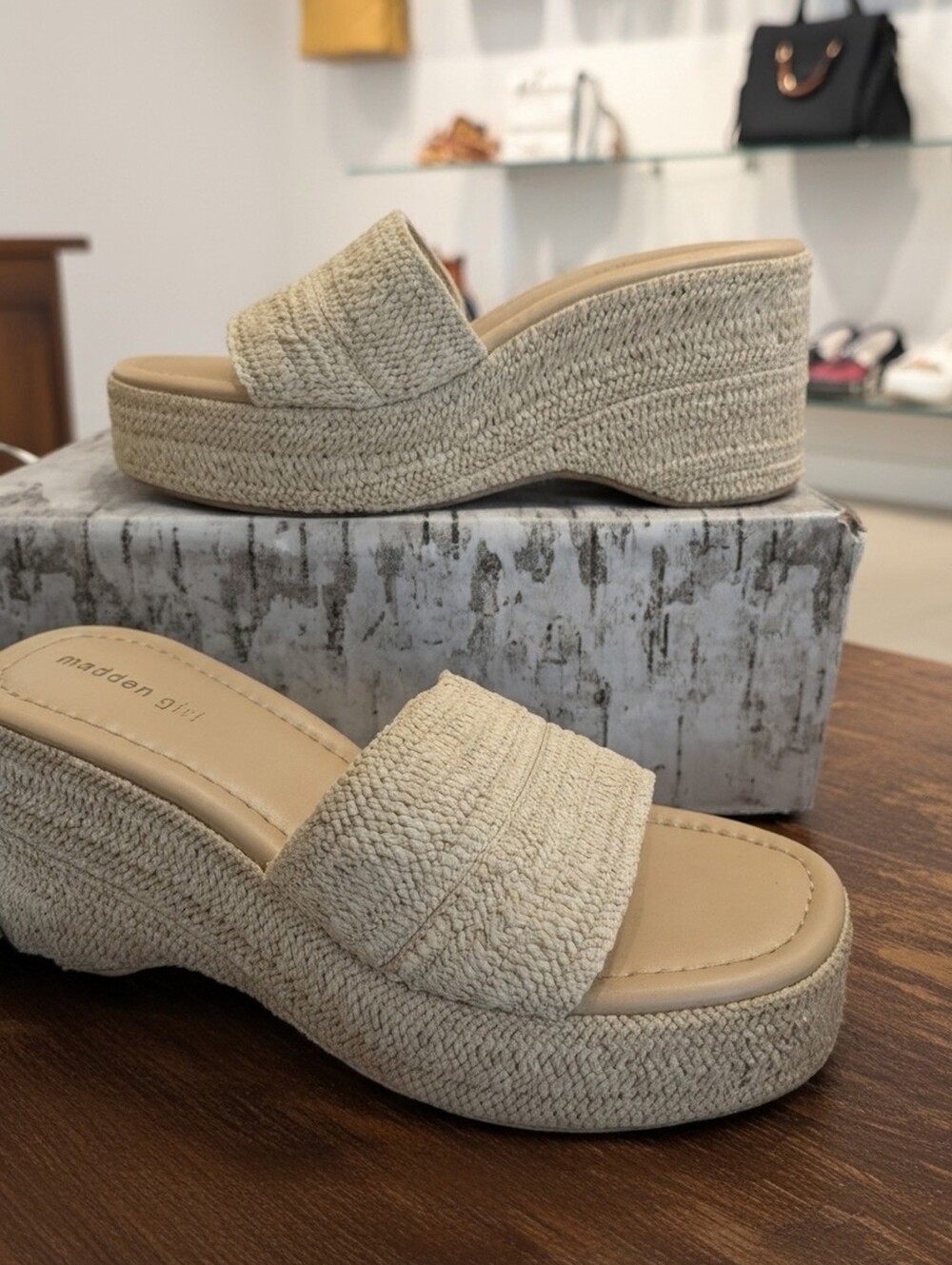 MADDEN GIRL ZAHARA RAFFIA UPPER WEDGE SANDALS WOMEN'S SZ 11 M 🆕️